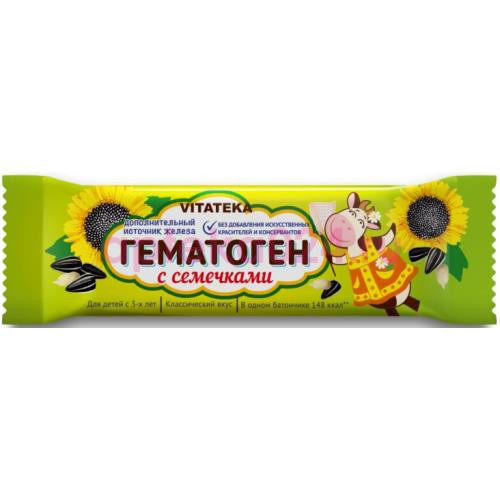 Витатека гематоген плитка 40г с семечками бад