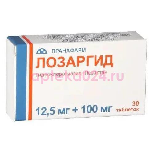 Лозаргид таблетки покрытые пленочной оболочкой 12,5мг + 100мг №30