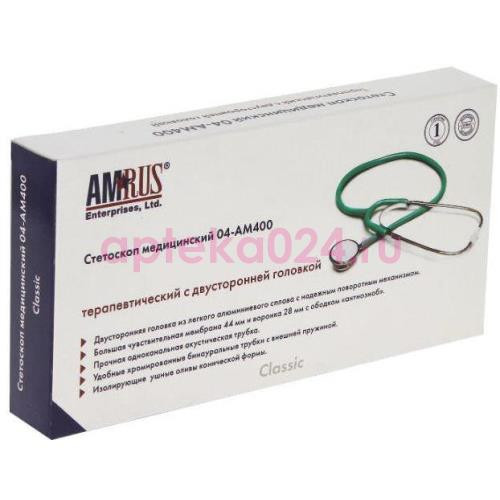 Амрус стетоскоп медицинский 04-ам400 classic зеленый