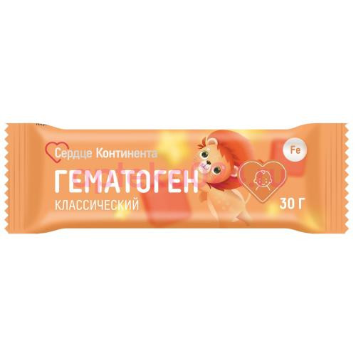 Сердце континента гематоген детский плитка 30г классический с 3-х лет