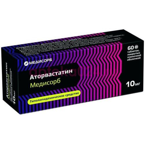 Аторвастатин медисорб таблетки покрытые пленочной оболочкой 10мг №60