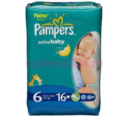 Памперс подгузн. актив экстра лардж 15 + кг №16 [pampers]