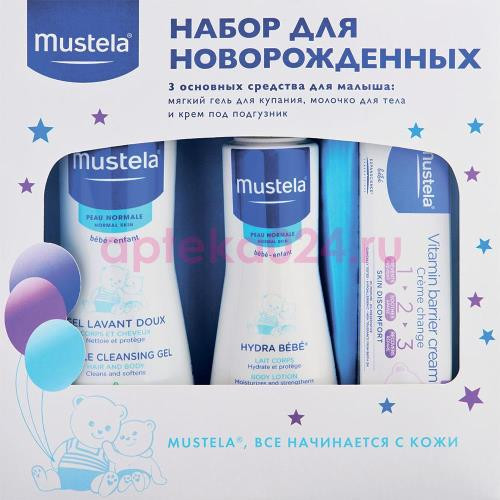 Мустела набор д/новорож. гель д/купания 500мл. +  молочко д/тела 300мл. + крем п/подгузник 50мл. [mustela]