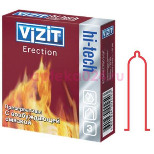 Визит hi-tech презервативы №3 erection с возбуждающей смазкой