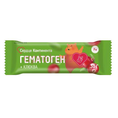 Сердце континента гематоген детский плитка 30г клюква с 3-х лет