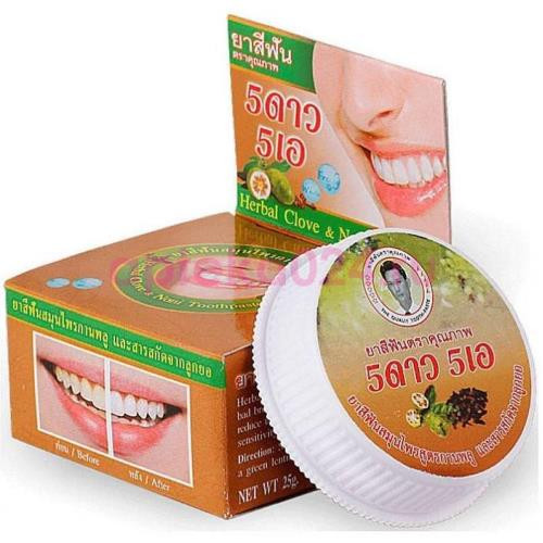 5 стар косметик зубная паста 25г травяная с экстрактом нони