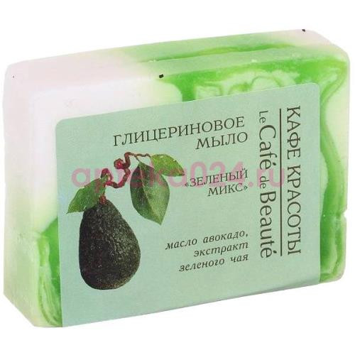 Кафе красоты мыло глиц. зеленый микс 100мл.