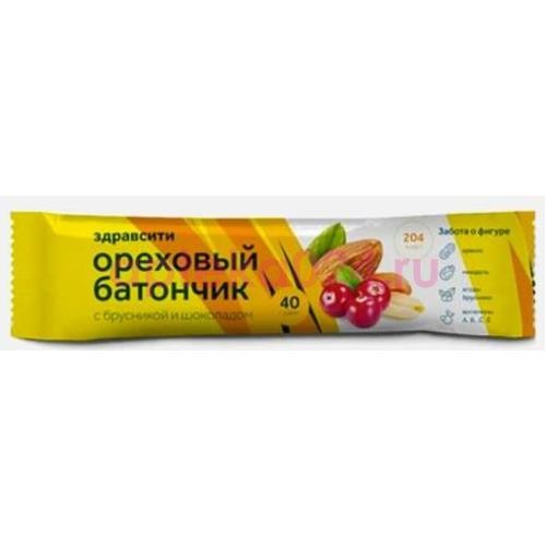 Здравсити батончик-мюсли 40г орех + брусника + витамин с