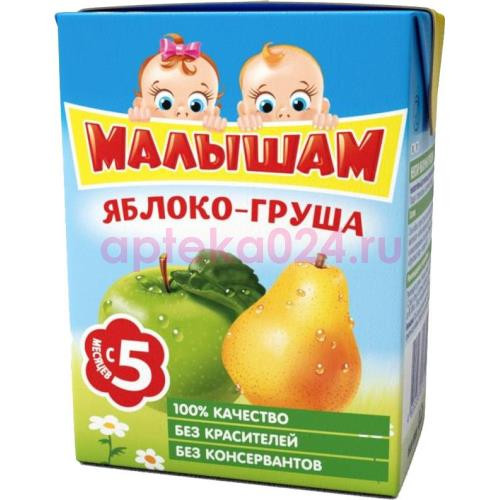 Малышам нектар (сок) 200мл. яблоко + груша н/осветл. (фрутоняня)
